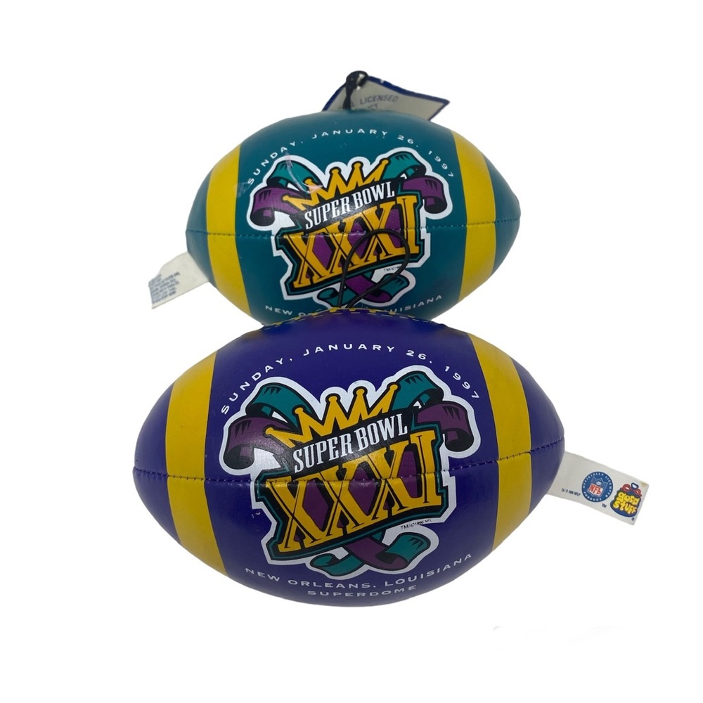 NFL Vintage Super Bowl 1997 New Orleans Mini Football Plush Set of 2